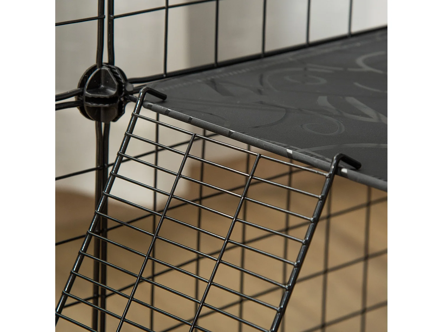 Recinto per conigli modulabile con accessori montaggio 105x105x70cm nero