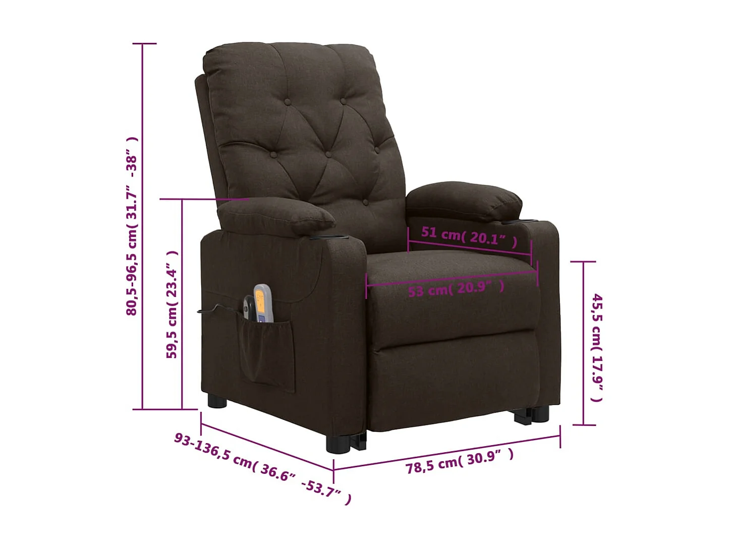 Fauteuil de massage Marron foncé Tissu