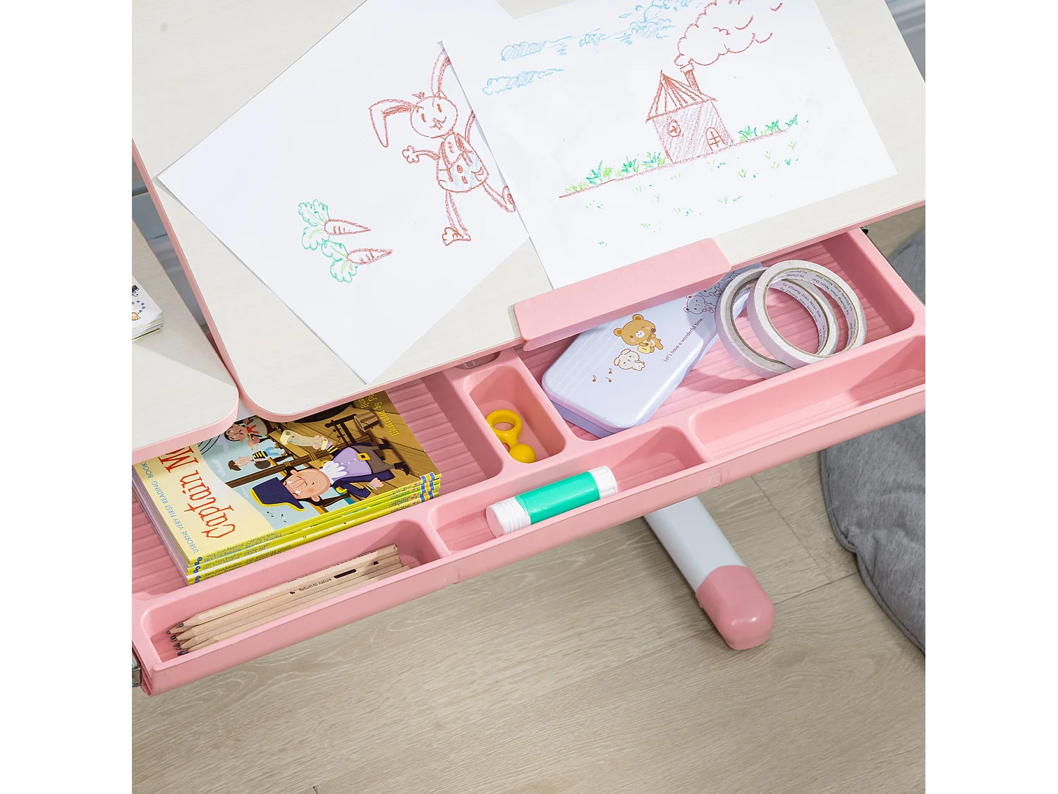 Banchetto scuola e sedia bimbi 3-12 anni regolabili rosa