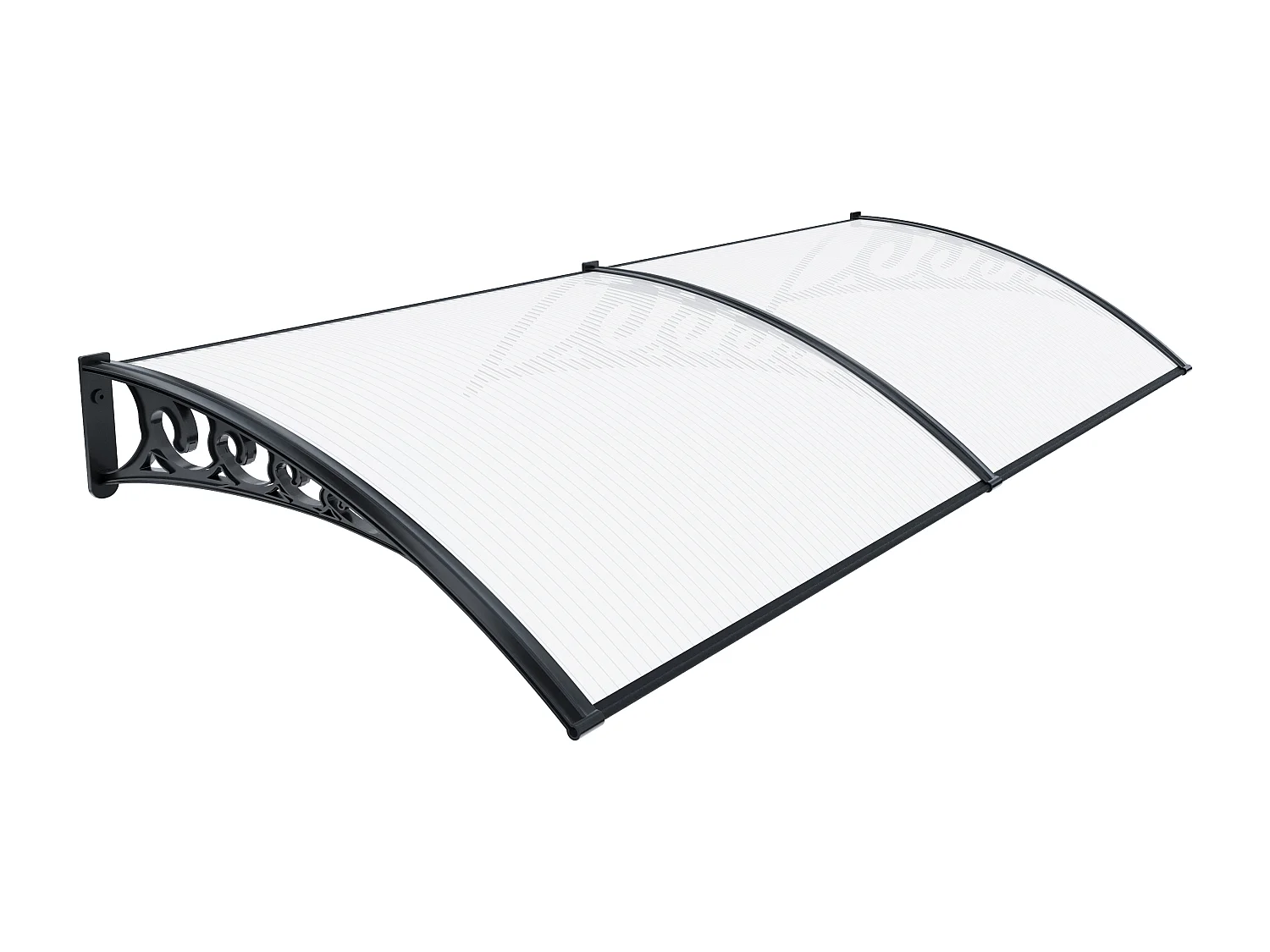 Pensilina Per Copertura In Policarbonato Alveolare Tettoia Modulabile Per Esterno Per Porte Balcone Finestre Elegante E Resistente, Trasparente (100 x 300 Cm)
