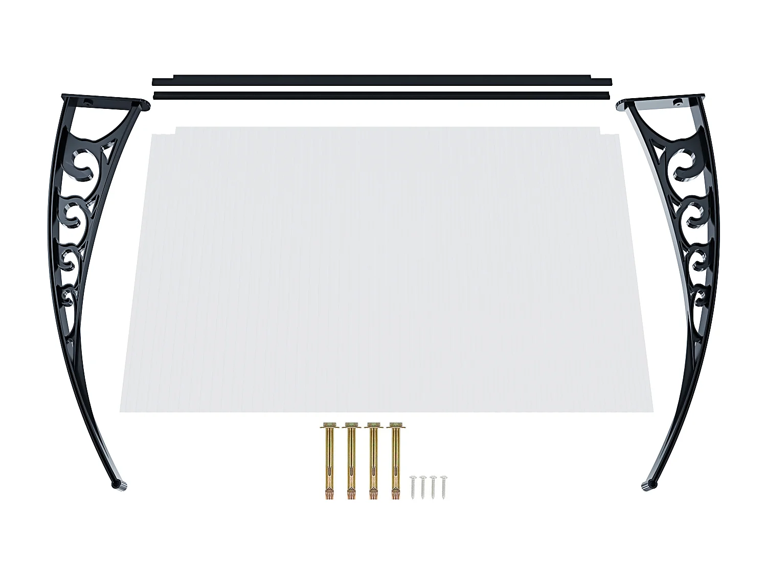 Pensilina Per Copertura In Policarbonato Alveolare Tettoia Modulabile Per Esterno Per Porte Balcone Finestre Elegante E Resistente, Trasparente (100 x 300 Cm)