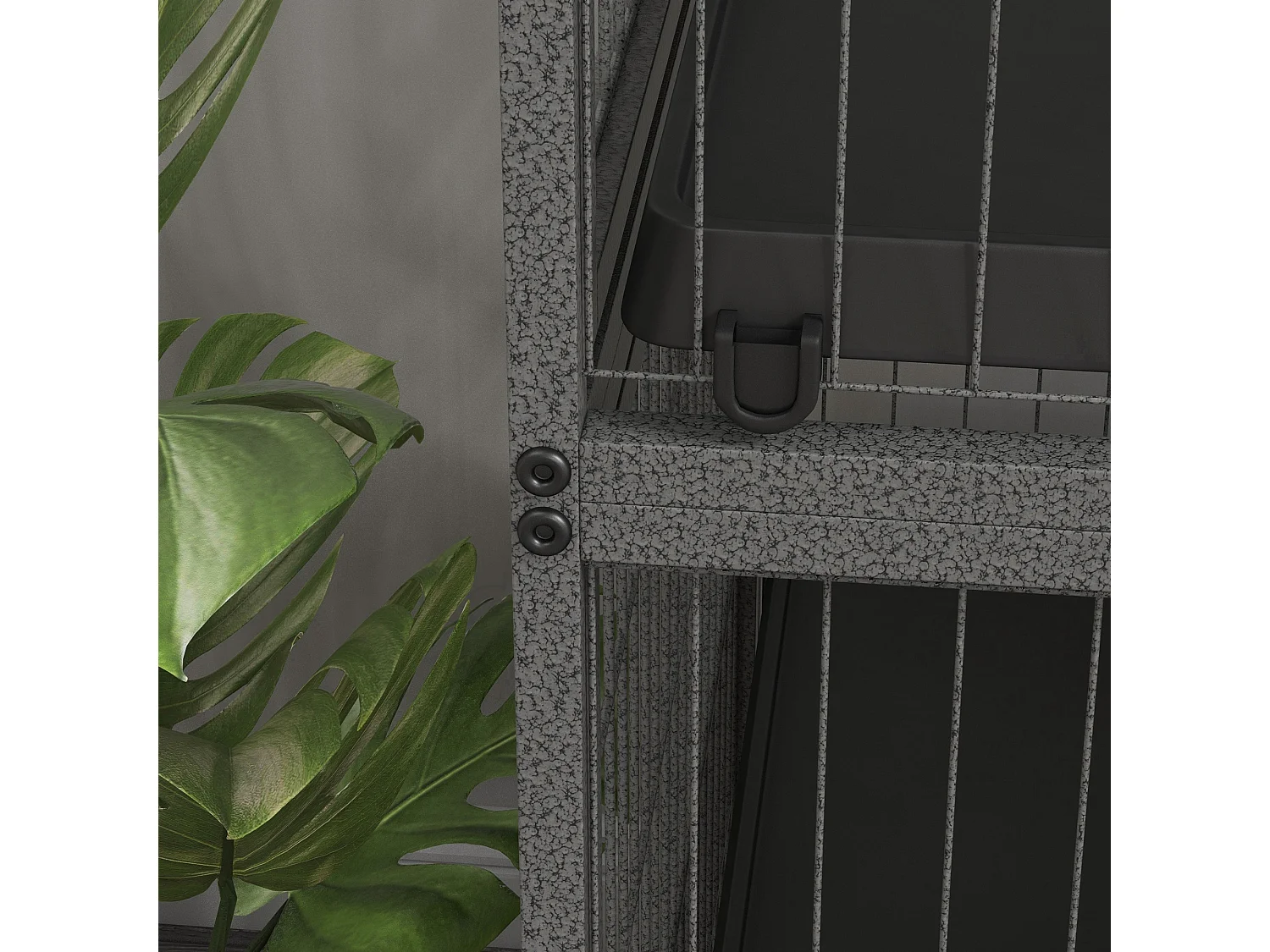 Gabbia per conigli con 4 ingressi e amaca in acciaio e pp 80x52x128 cm