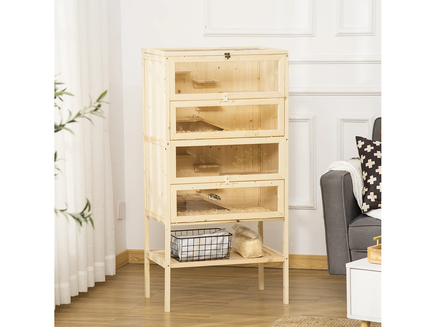 Gabbia per criceti gabbia per porcellino d'india con 4 ripiani