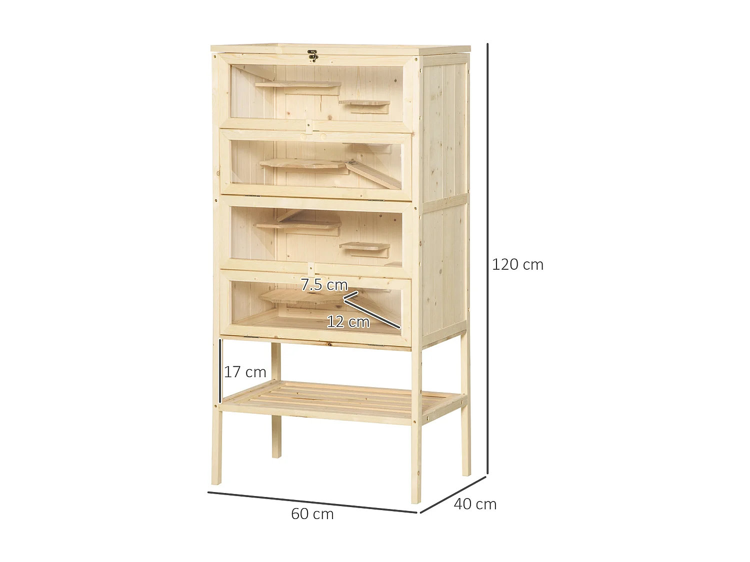 Gabbia per criceti gabbia per porcellino d'india con 4 ripiani