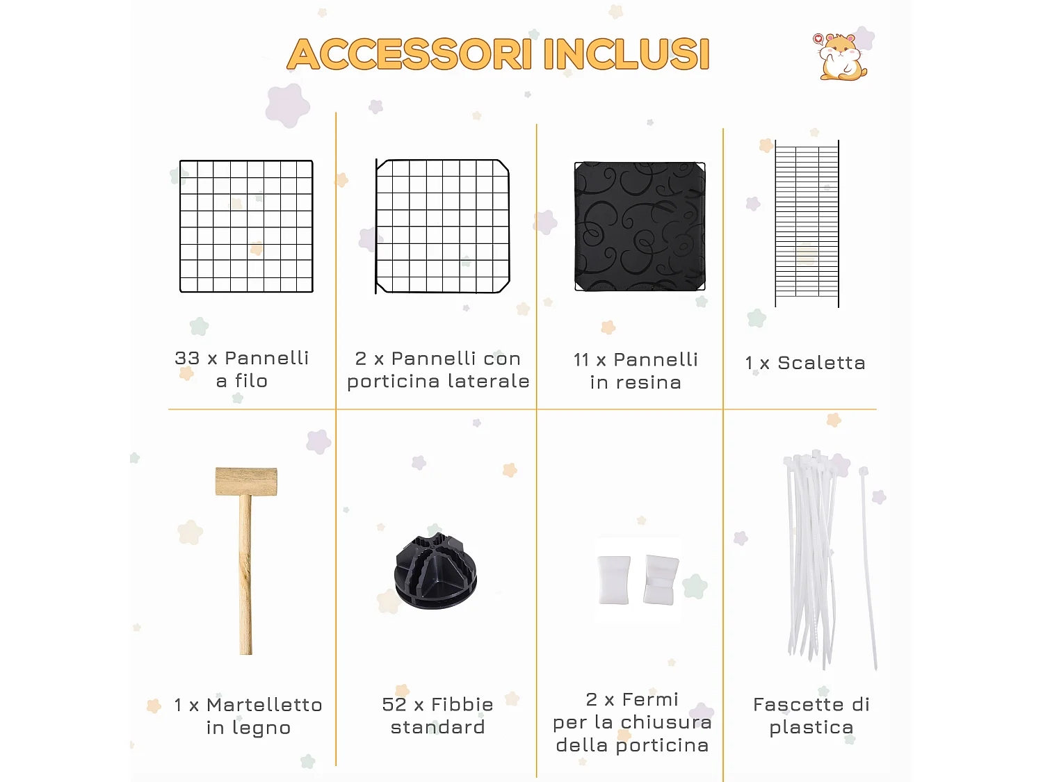 Recinto box per conigli e roditori modulabile in metallo con accessori