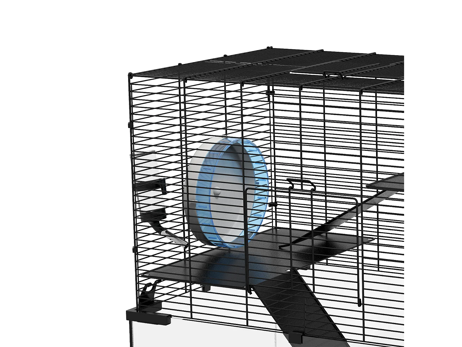 Gabbia criceti 3 livelli con ruota, rampe e base rimovibile 60x40x54.5cm