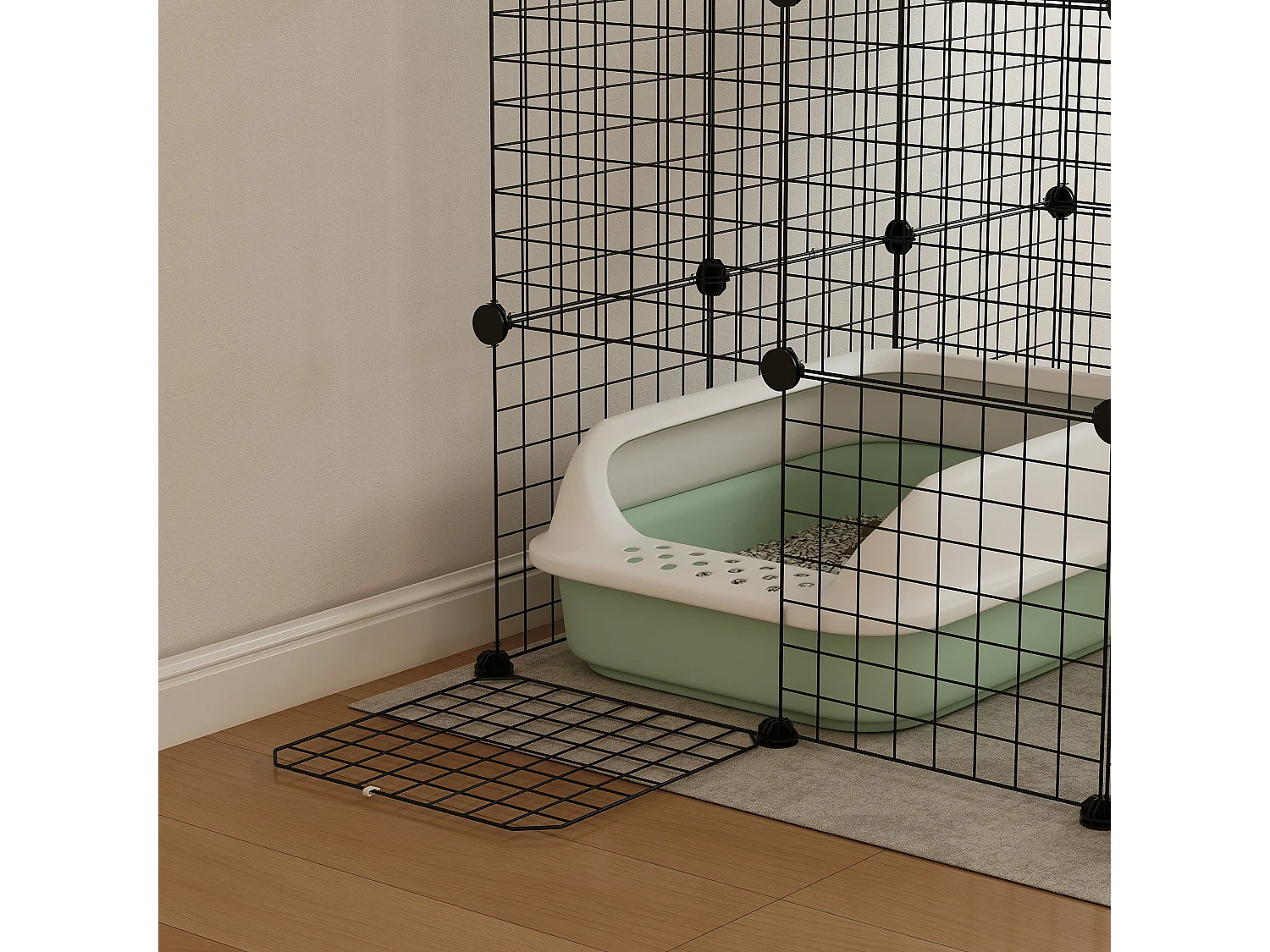 Gabbia per gatti domestici modulabile a 4 livelli in acciaio e pp nero