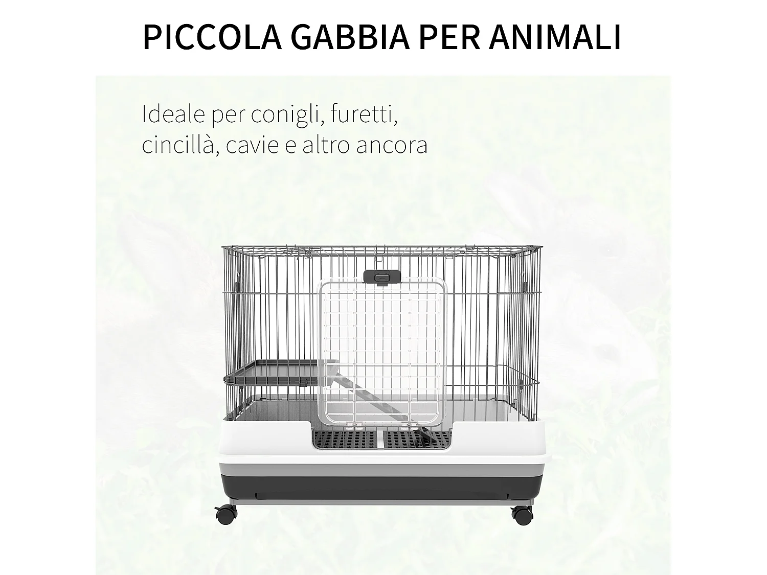 Gabbietta per conigli porcellini d'india in metallo nero con 2 porte