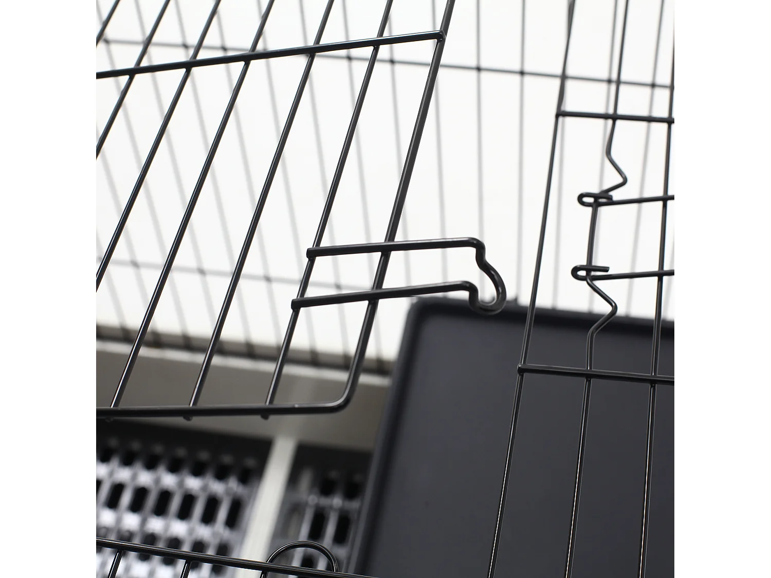 Gabbietta per conigli porcellini d'india in metallo nero con 2 porte