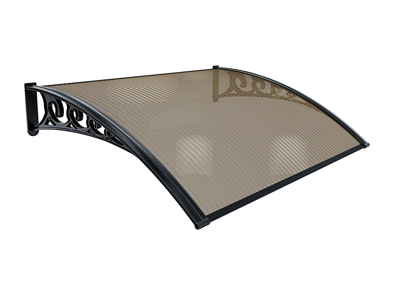 Pensilina Per Copertura In Policarbonato Alveolare Tettoia Modulabile Per Esterno Per Porte Balcone Finestre Elegante E Resistente, Colore Nero E Fumè (80 x 100 cm)