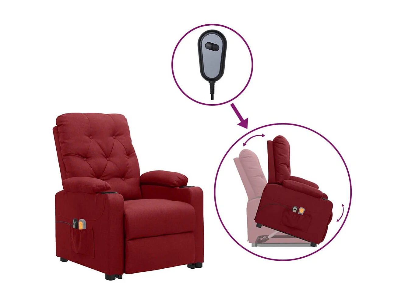 Fauteuil de massage Rouge bordeaux Tissu