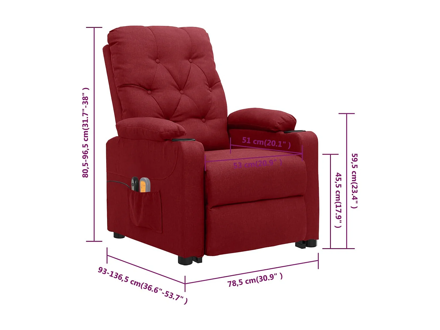 Fauteuil de massage Rouge bordeaux Tissu