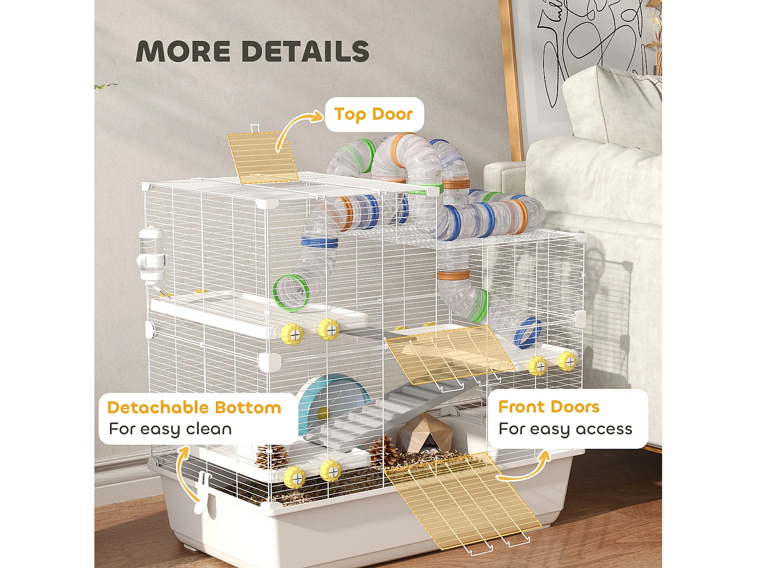 Gabbia per criceti a 4 livelli con accessori 78x45x73 cm bianco