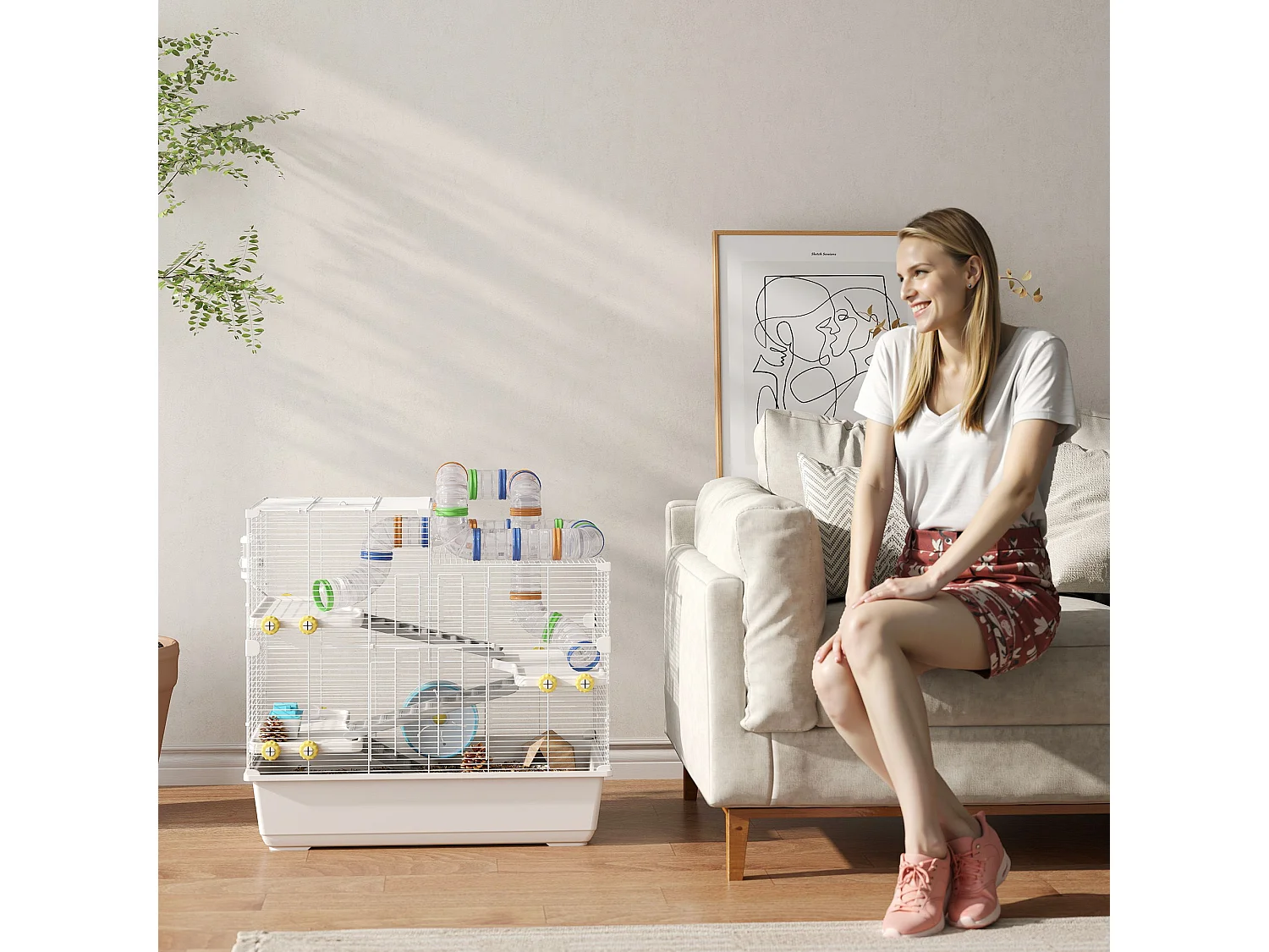 Gabbia per criceti a 4 livelli con accessori 78x45x73 cm bianco