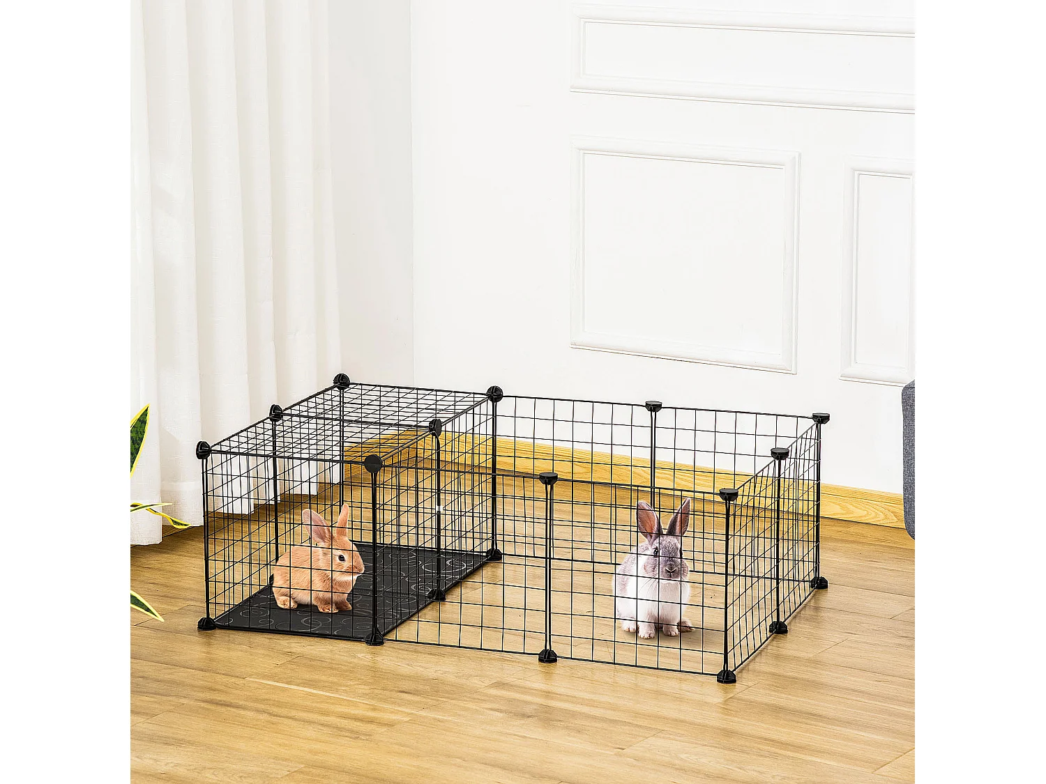 Recinto per conigli modulabile box per animali metallo 105x70x35cm nero