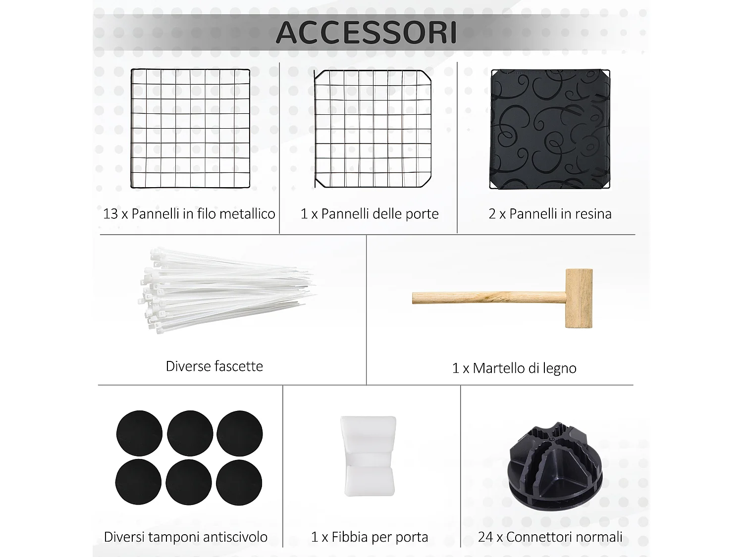 Recinto per conigli modulabile box per animali metallo 105x70x35cm nero