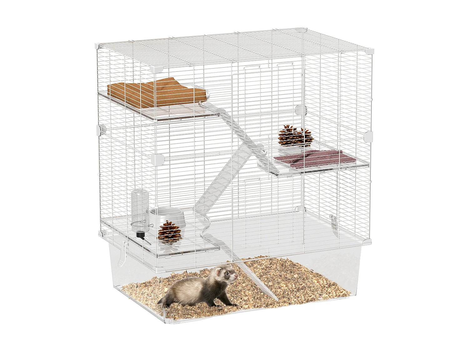Gabbia per roditori multilivello con accessori inclusi bianco
