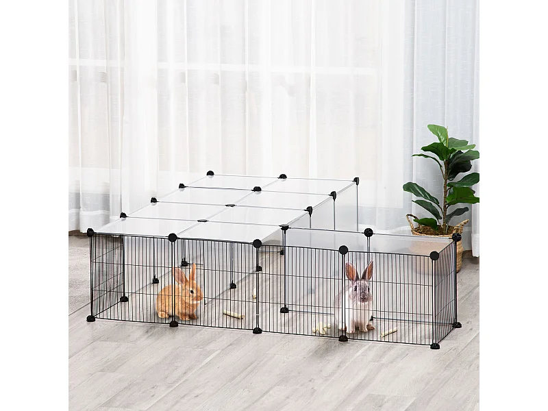 Recinto per animali modulabile con pannelli 35x35 cm in acciaio e pp nero