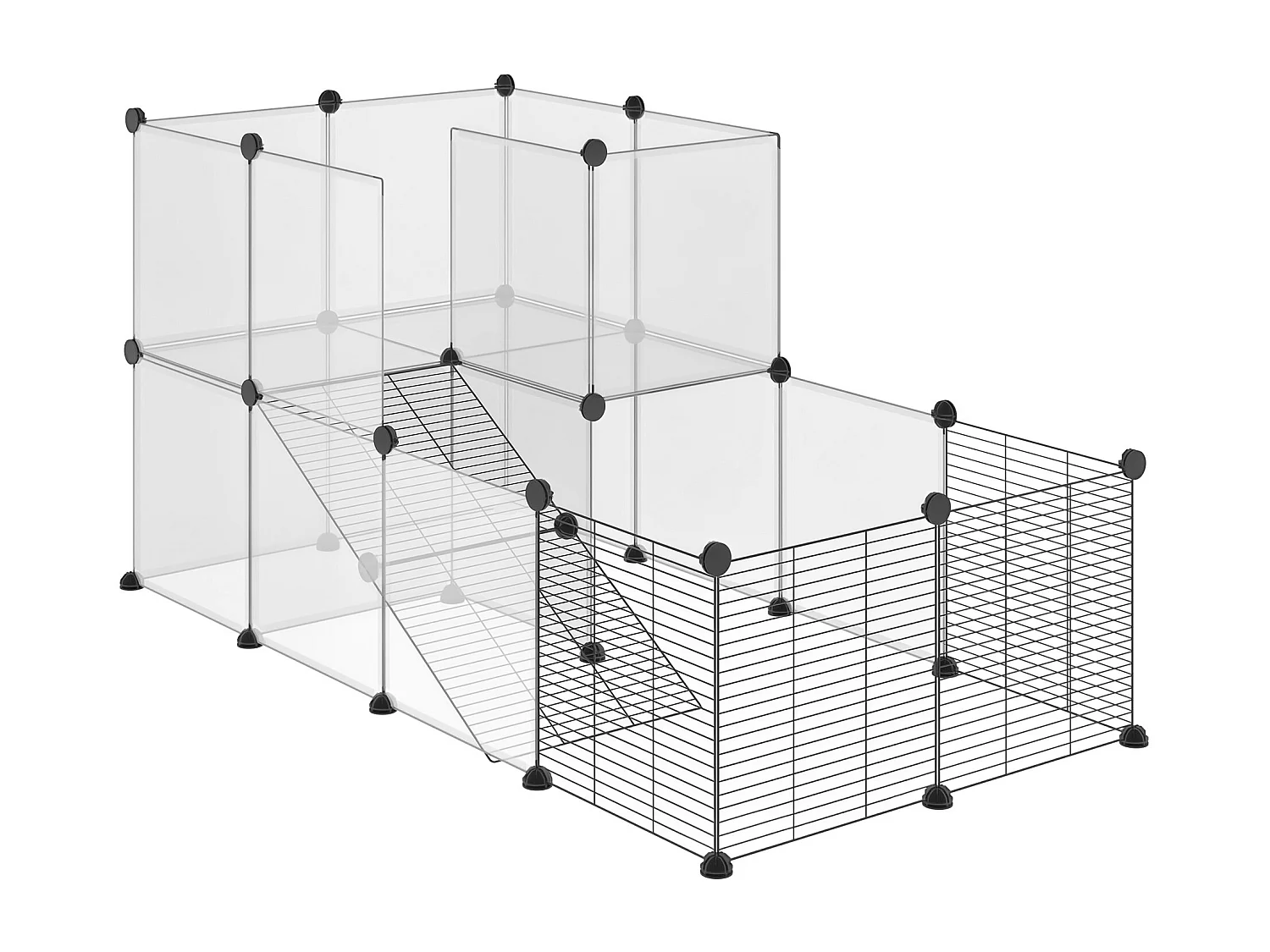 Recinto per animali modulabile con pannelli 35x35 cm in acciaio e pp nero