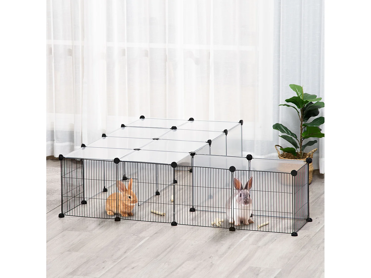 Recinto per animali modulabile con pannelli 35x35 cm in acciaio e pp nero