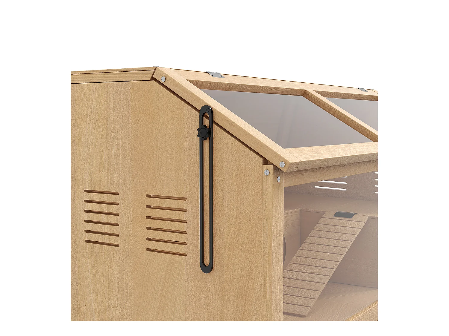 Gabbia per criceti apribile in legno di abete con scalette e casetta