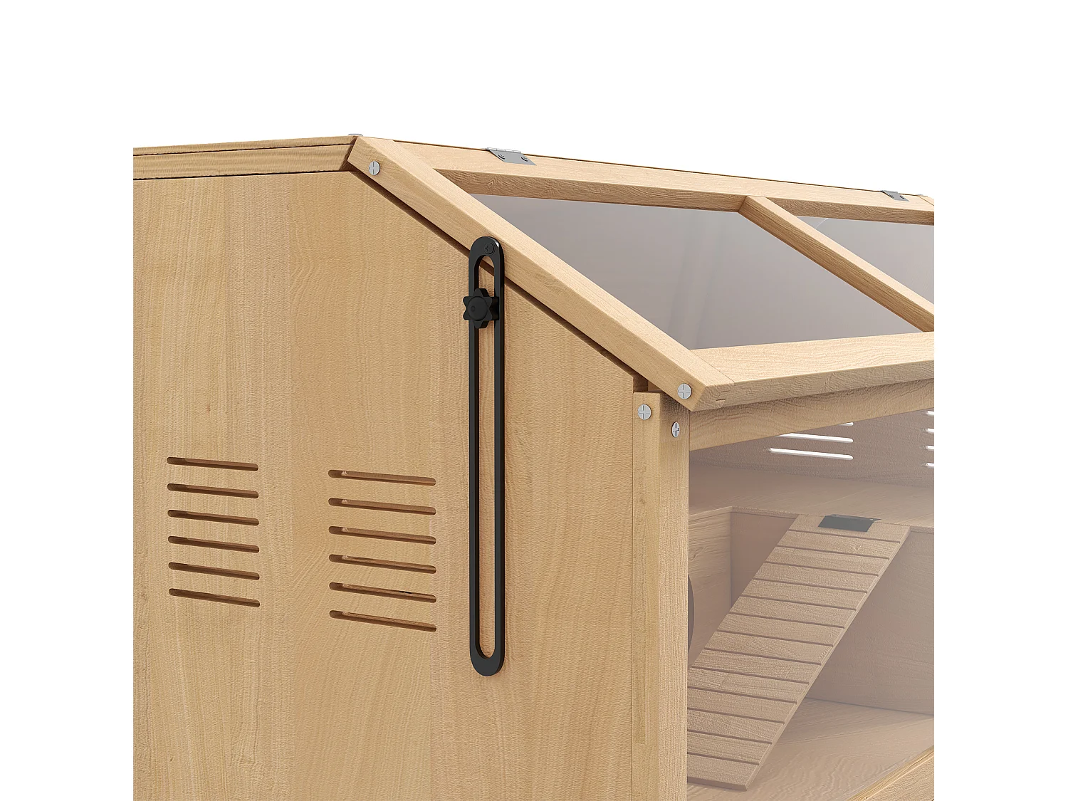 Gabbia per criceti apribile in legno di abete con scalette e casetta