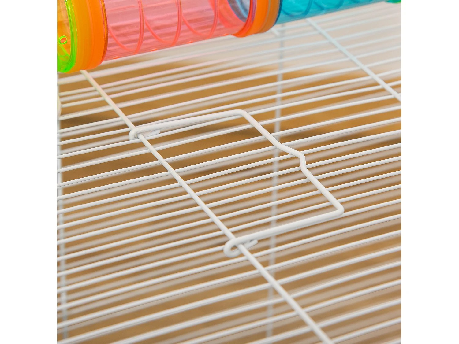 Gabbia per criceti 3 livelli con tubi casetta e ruota azzurra e bianca