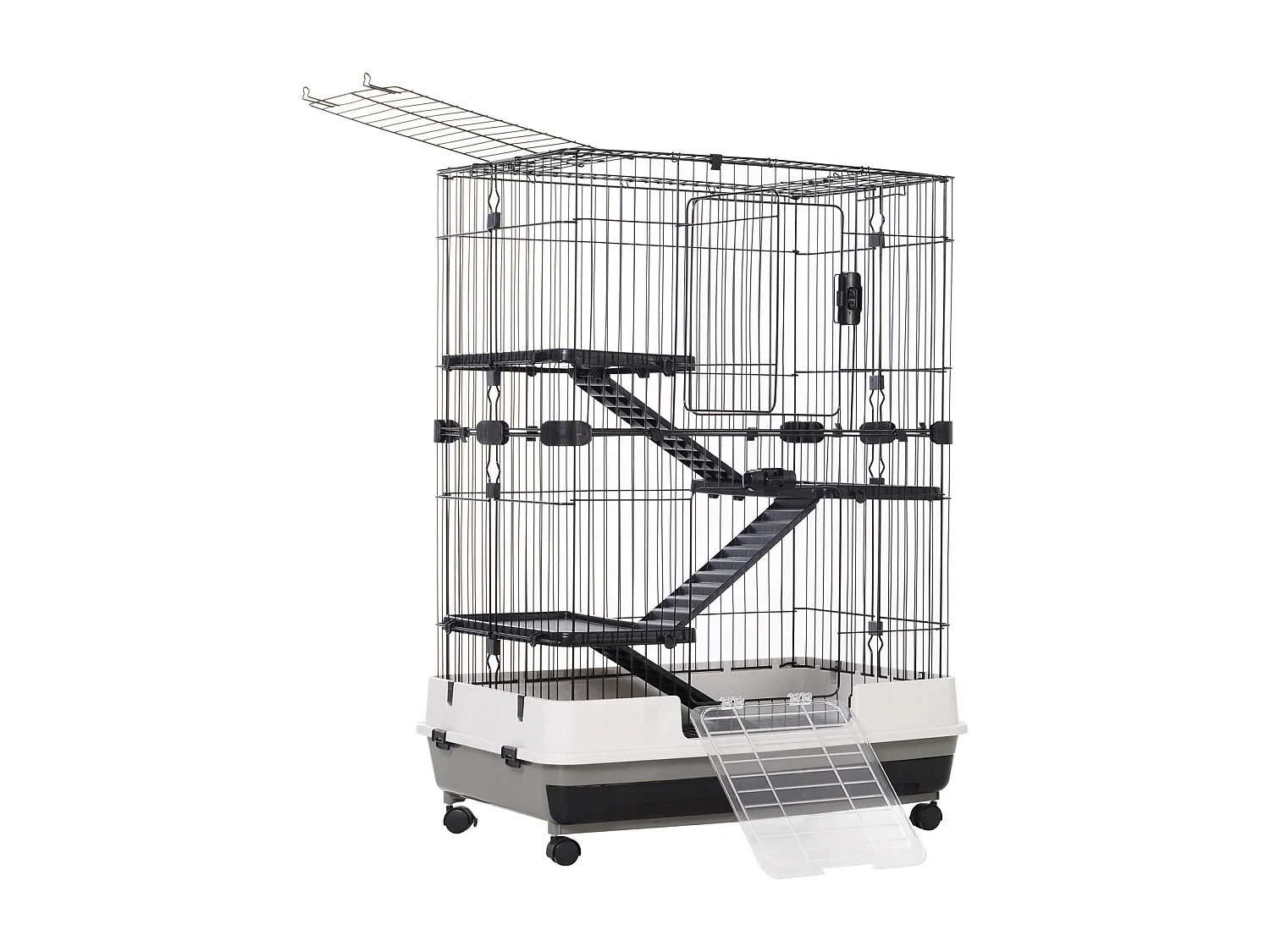 Gabbia a 3 piani in metallo per roditori conigli e furetti
