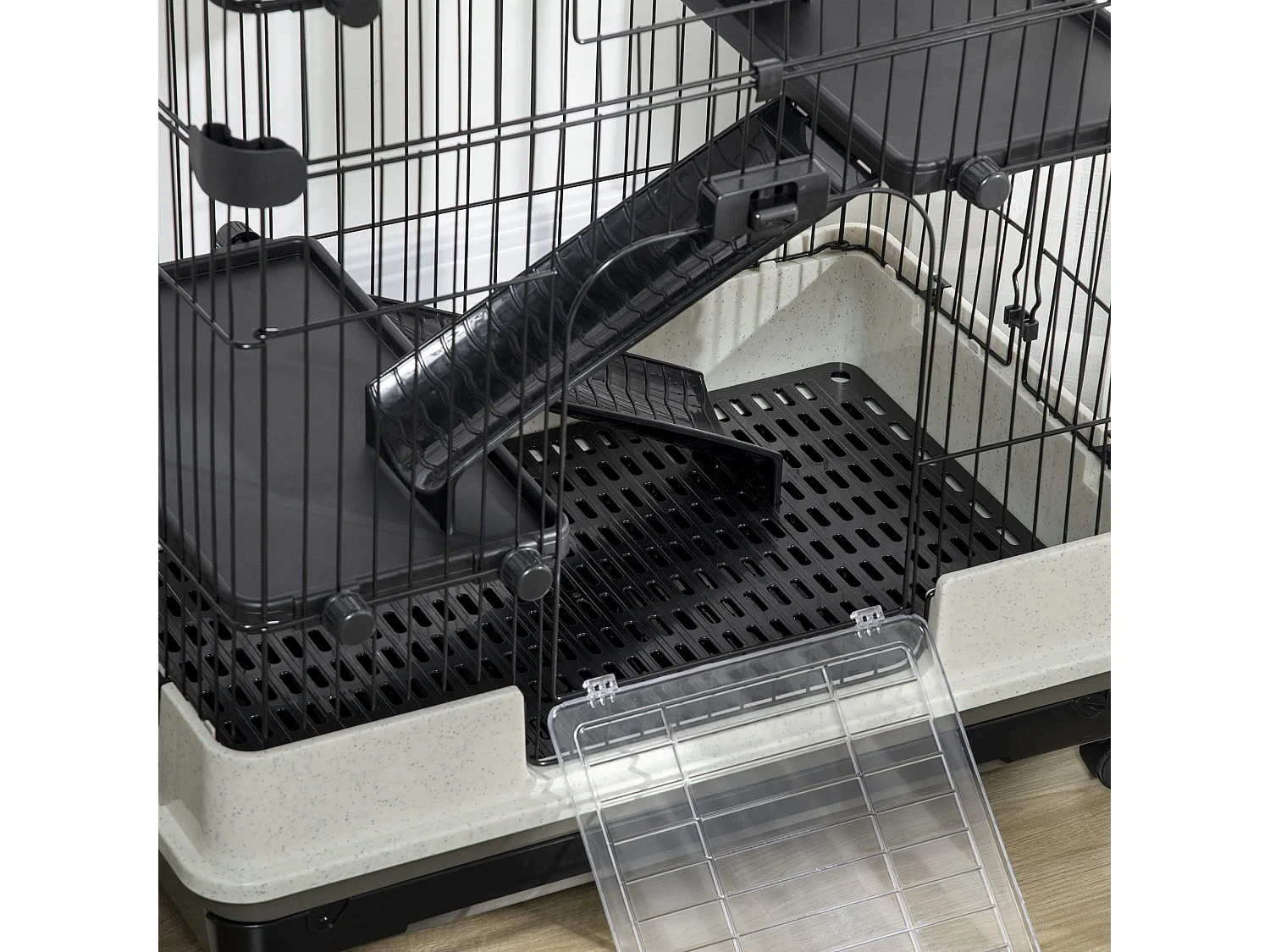 Gabbia a 3 piani in metallo per roditori conigli e furetti