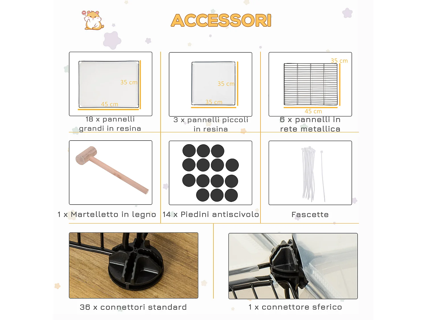 Recinto modulare per conigli e animali piccole dimensioni 27 pannelli