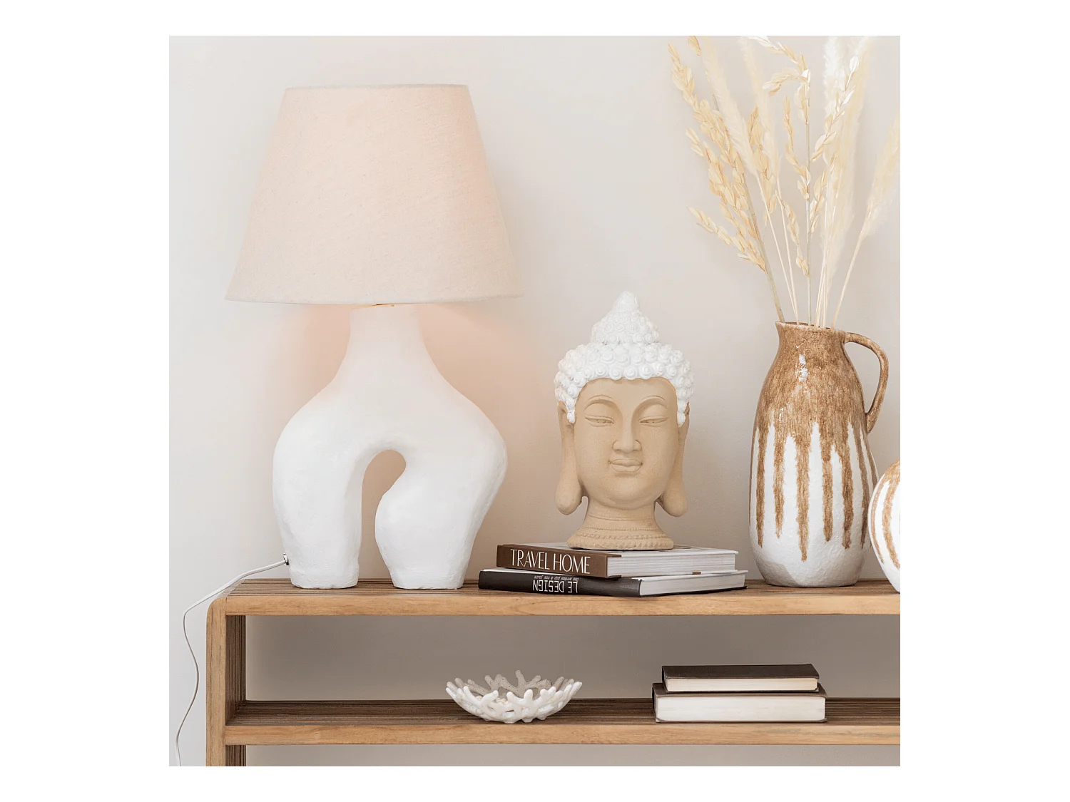 Lampe à Poser Design "Bali Bliss" 70cm Blanc