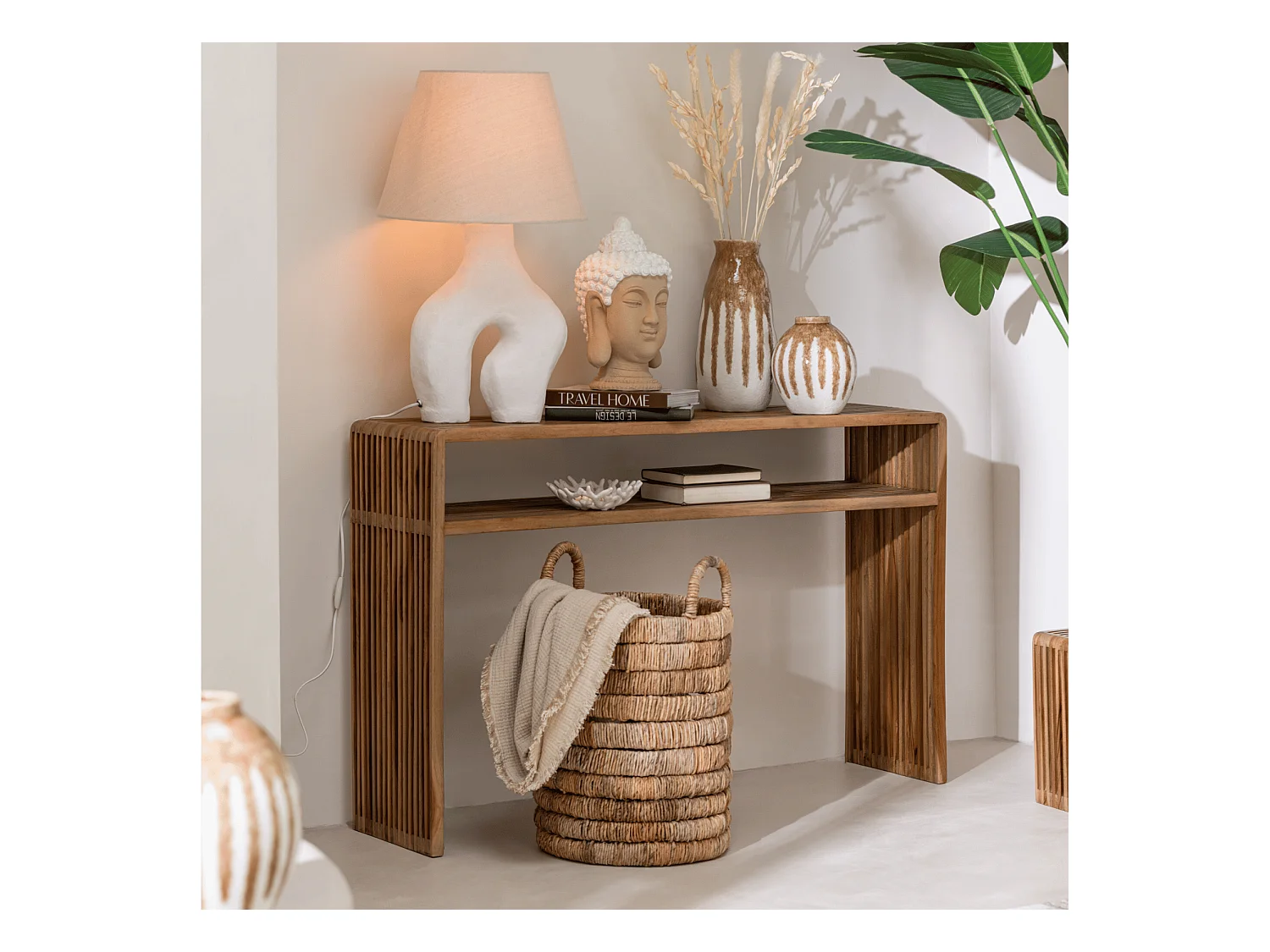 Lampe à Poser Design "Bali Bliss" 70cm Blanc