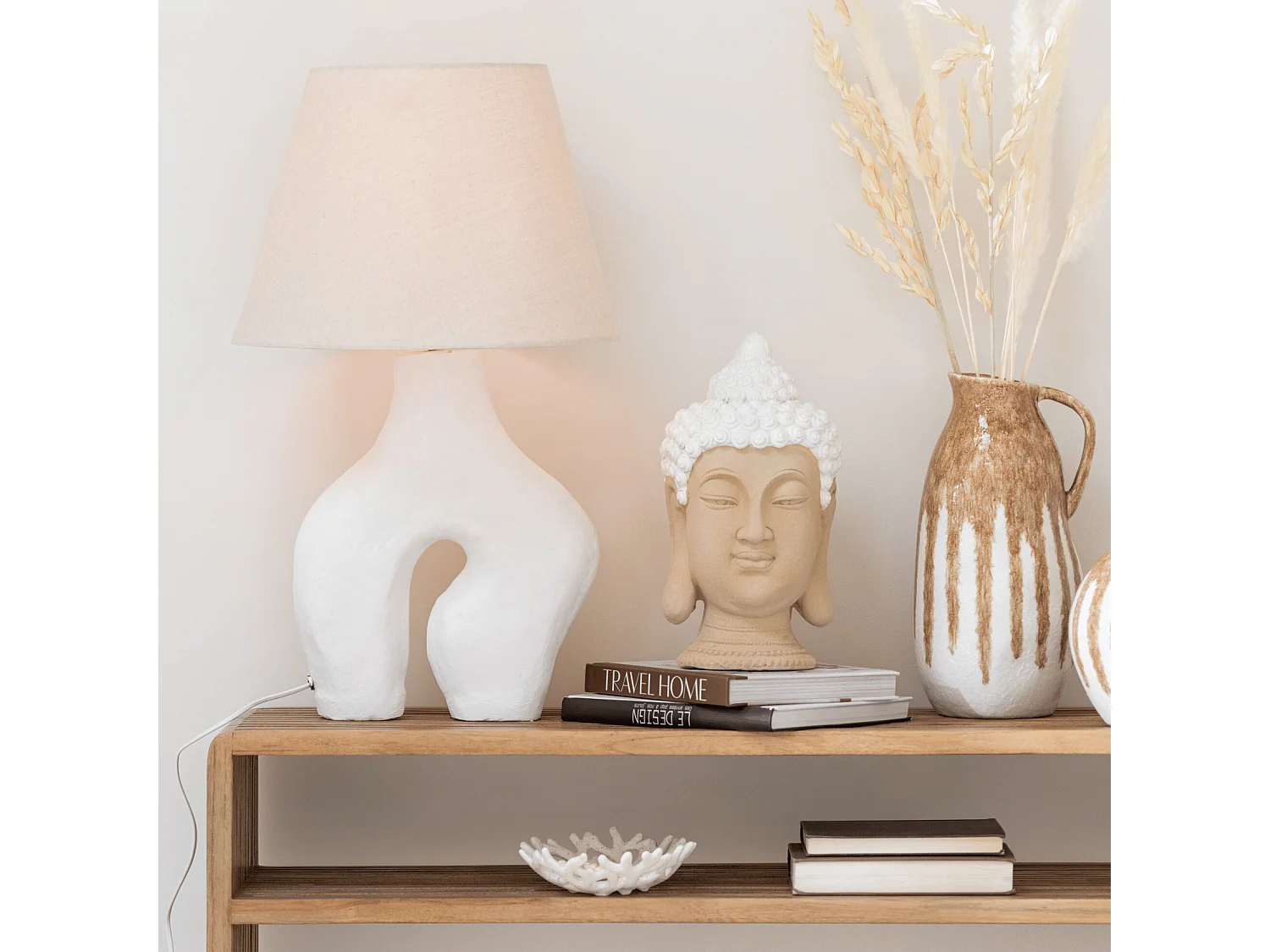 Lampe à Poser Design "Bali Bliss" 70cm Blanc