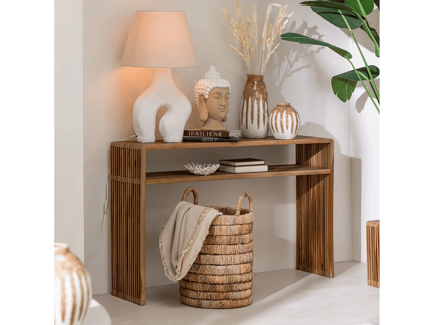 Lampe à Poser Design "Bali Bliss" 70cm Blanc