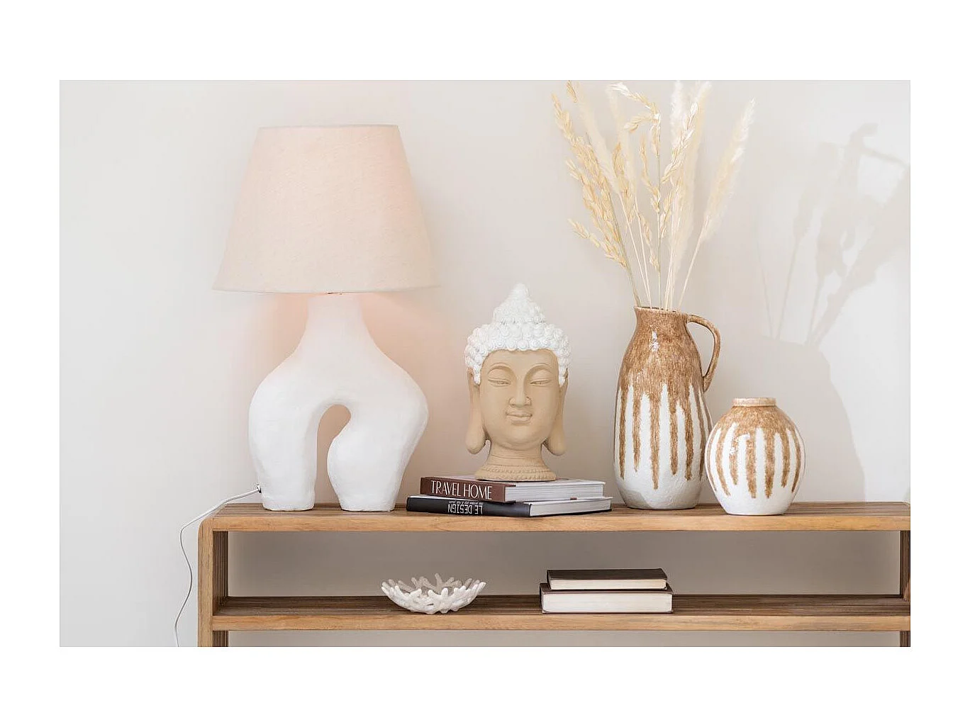 Lampe à Poser Design "Bali Bliss" 70cm Blanc