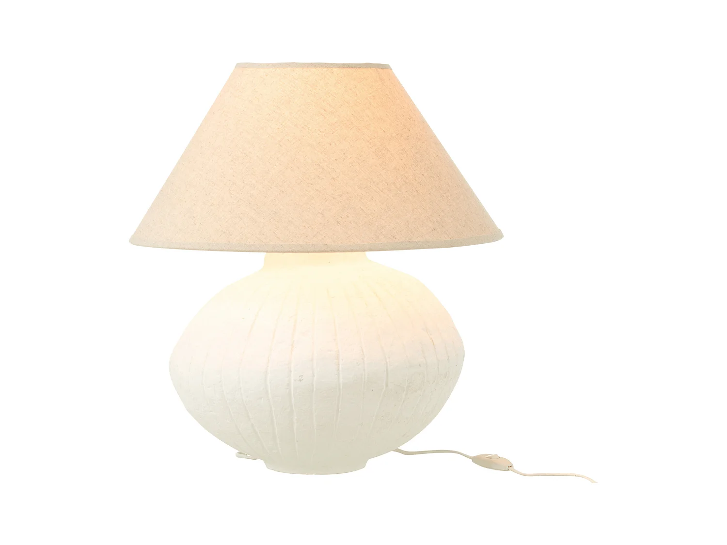 Lampe à Poser Papier Mâché "Bali Bliss" 52cm Blanc