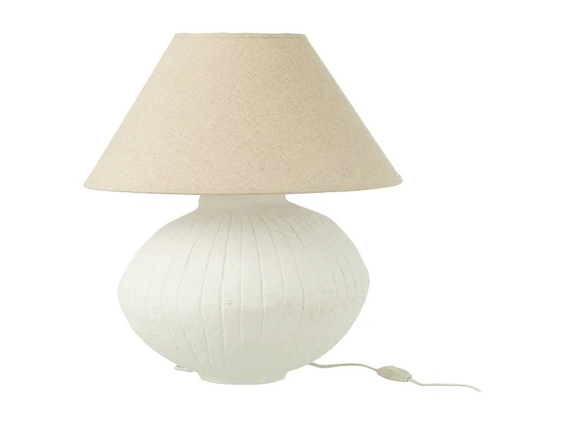 Lampe à Poser Papier Mâché "Bali Bliss" 52cm Blanc