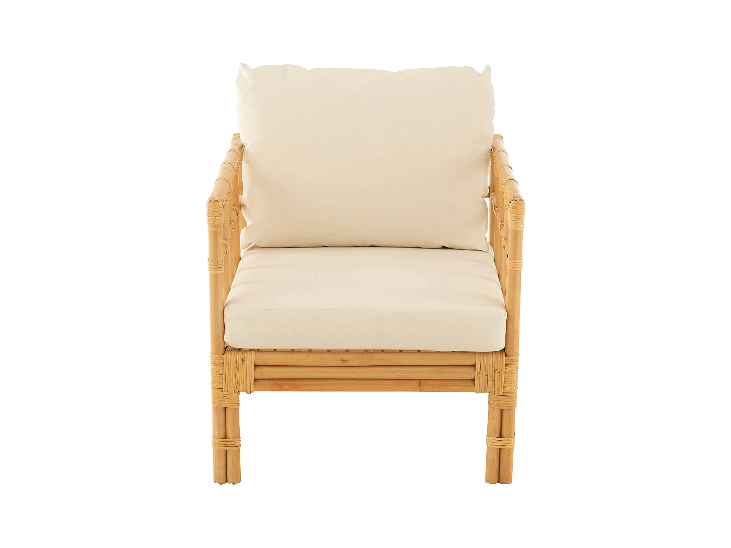 Fauteuil en Rotin & Coussin "Elise" 73cm Naturel