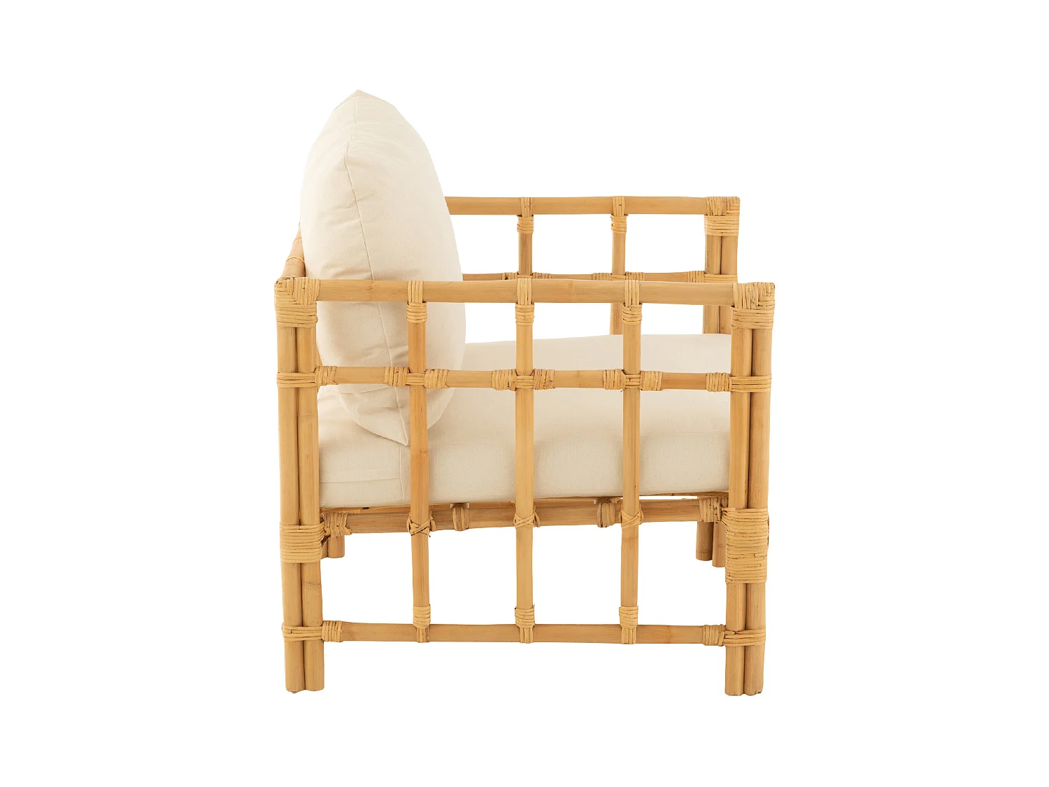 Fauteuil en Rotin & Coussin "Elise" 73cm Naturel