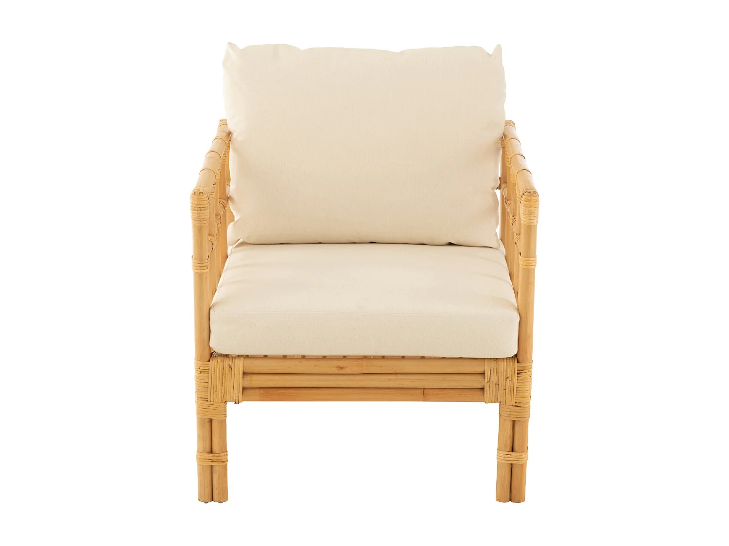 Fauteuil en Rotin & Coussin "Elise" 73cm Naturel