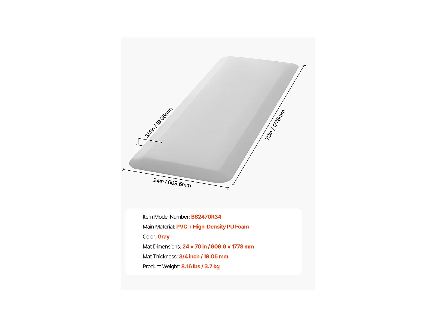 Tapis Antichute SucceBuy pour Personnes âgées - Protection Antichute de 1,9 cm d'épaisseur, 61 x 178 cm