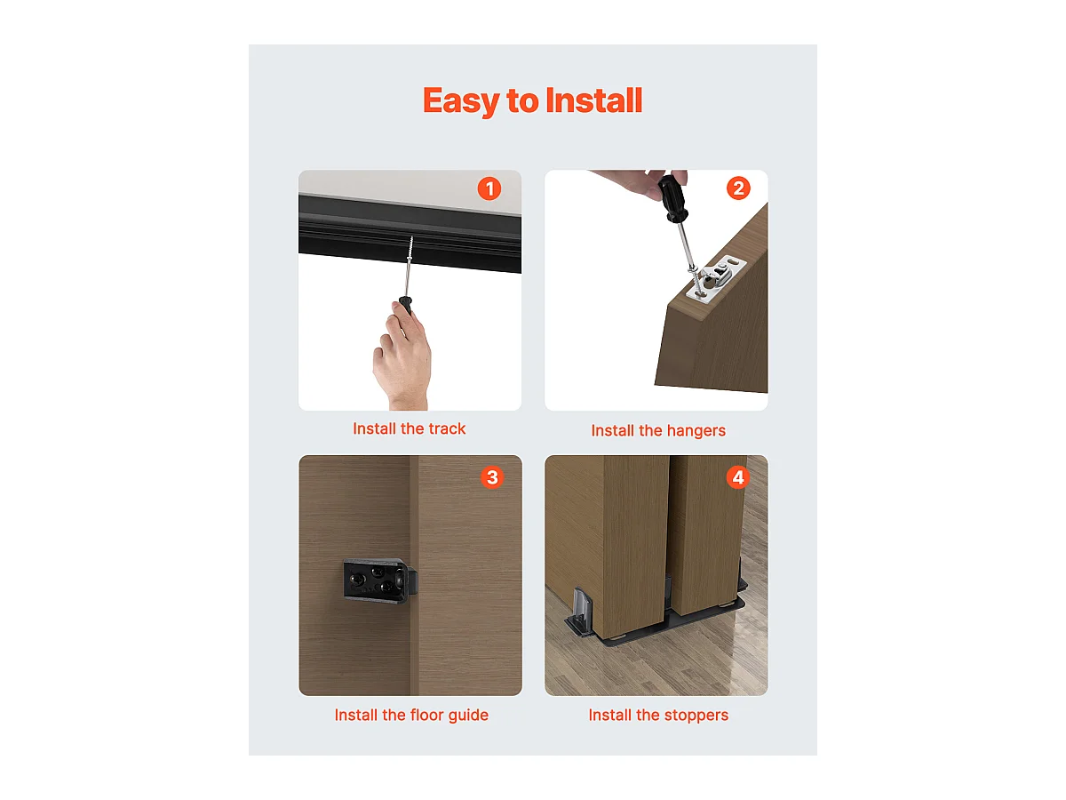 Kit de Quincaillerie pour Porte de Dérivation SucceBuy de 121.92cm pour Système à 2 Portes