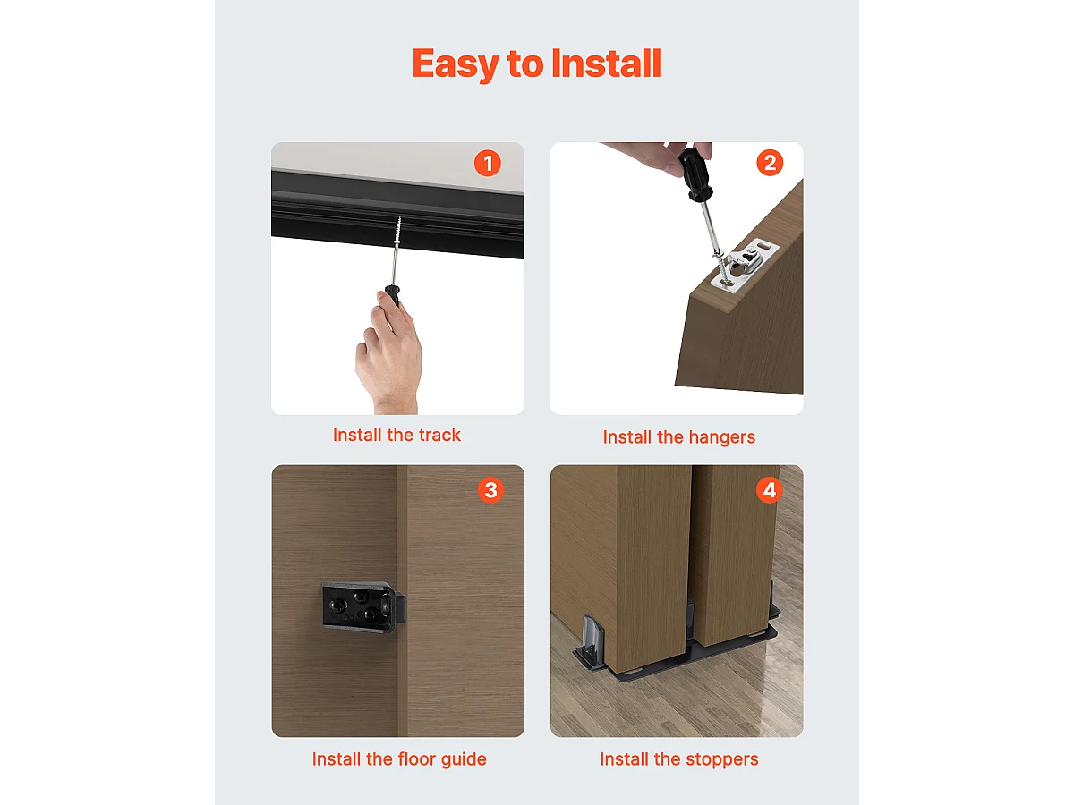 Kit de Quincaillerie pour Porte de Dérivation SucceBuy de 121.92cm pour Système à 2 Portes