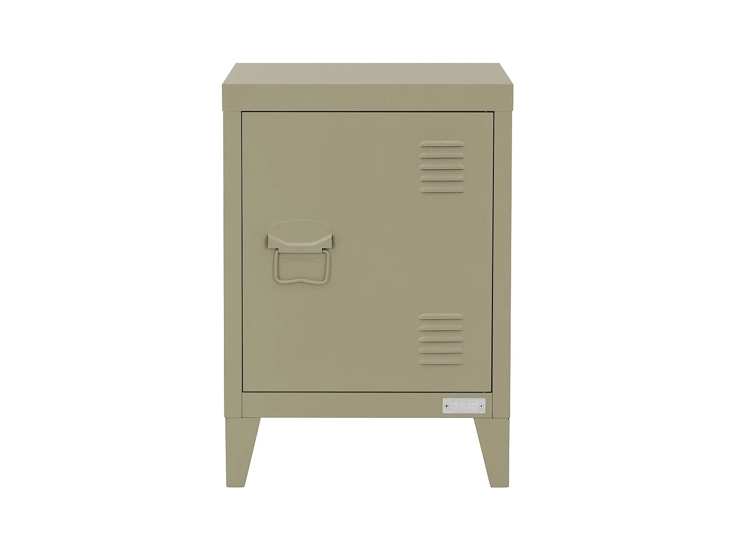 Table de chevet armoire 40x30x58 cm olive mat en acier poignée de porte à gauche style industriel meuble de nuit d'appoint commode d'entrée chambre