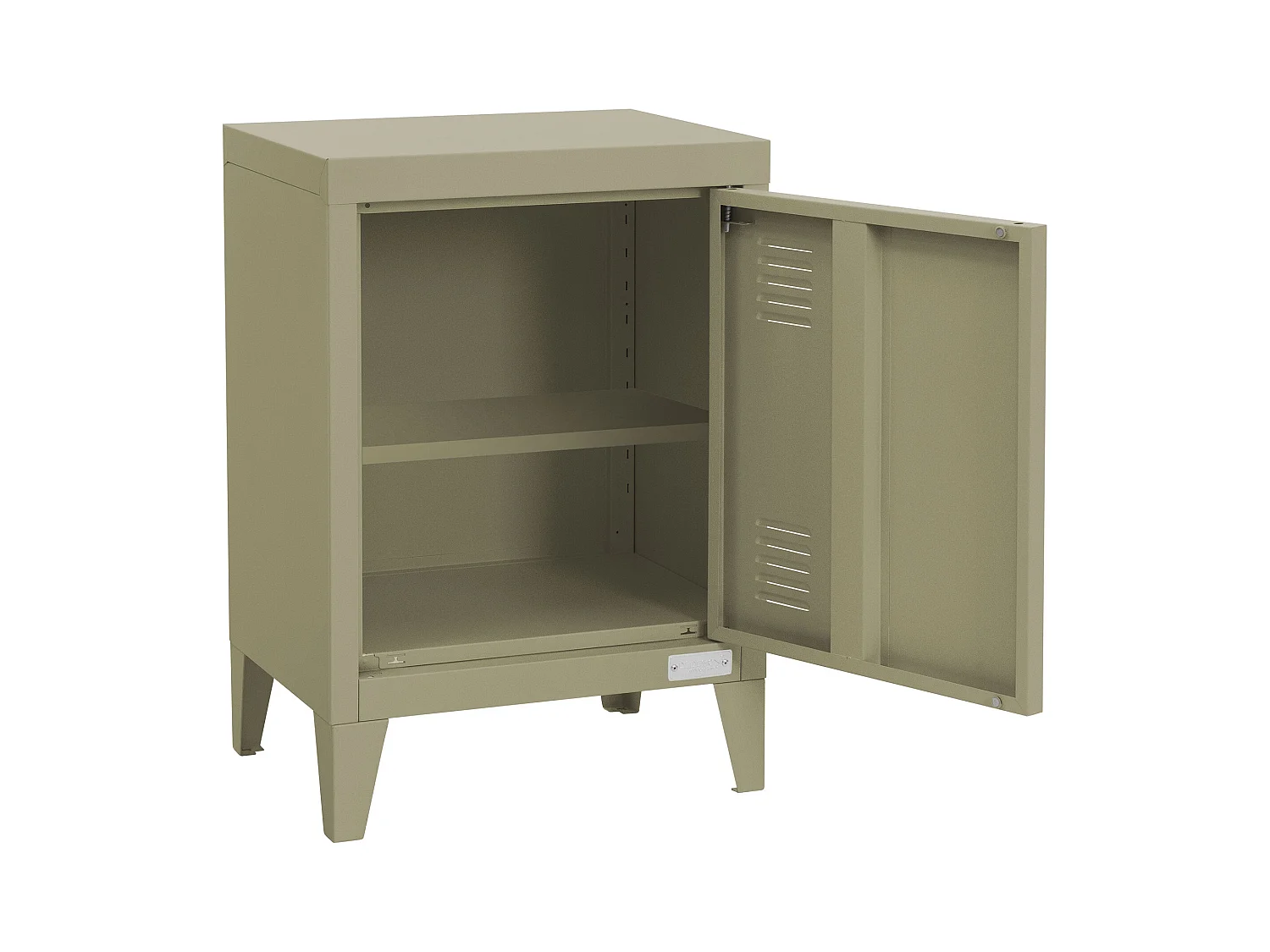 Table de chevet armoire 40x30x58 cm olive mat en acier poignée de porte à gauche style industriel meuble de nuit d'appoint commode d'entrée chambre