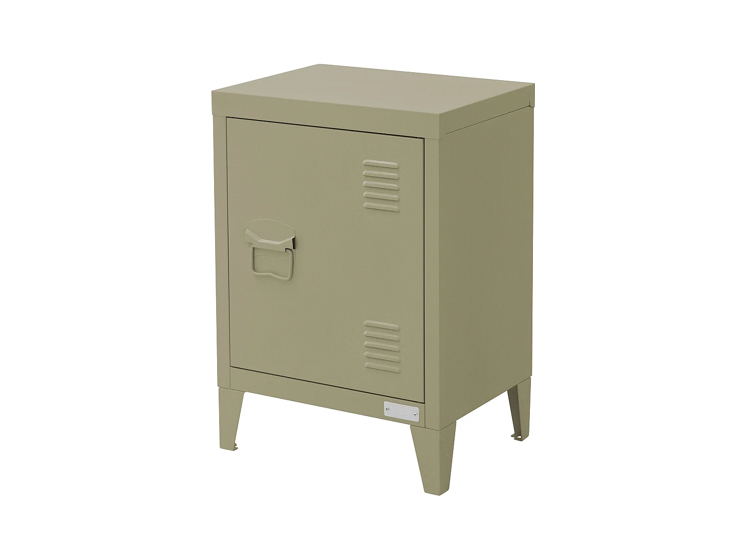 Table de chevet armoire 40x30x58 cm olive mat en acier poignée de porte à gauche style industriel meuble de nuit d'appoint commode d'entrée chambre
