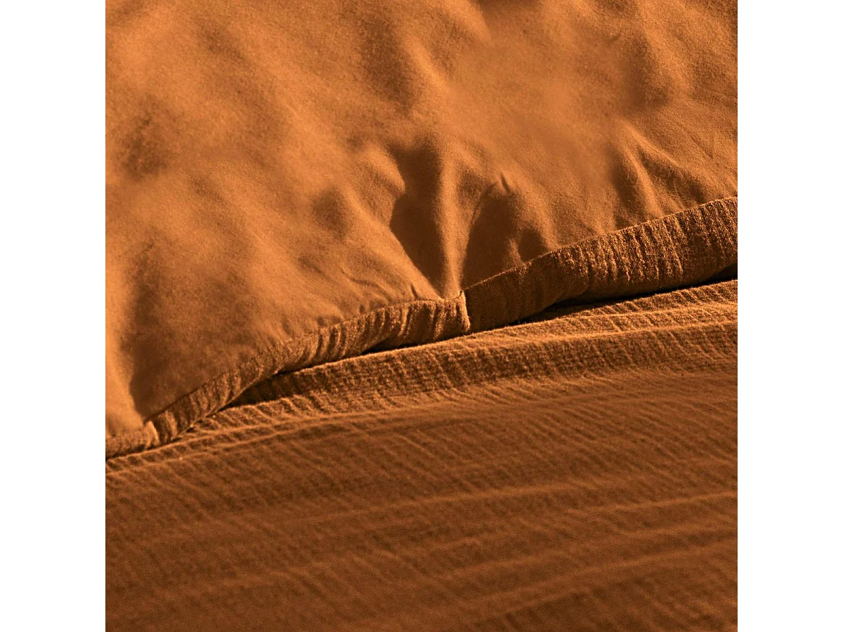 Parure de lit 240x220 double gaze de coton orange Douceur d'Intérieur Angelia
