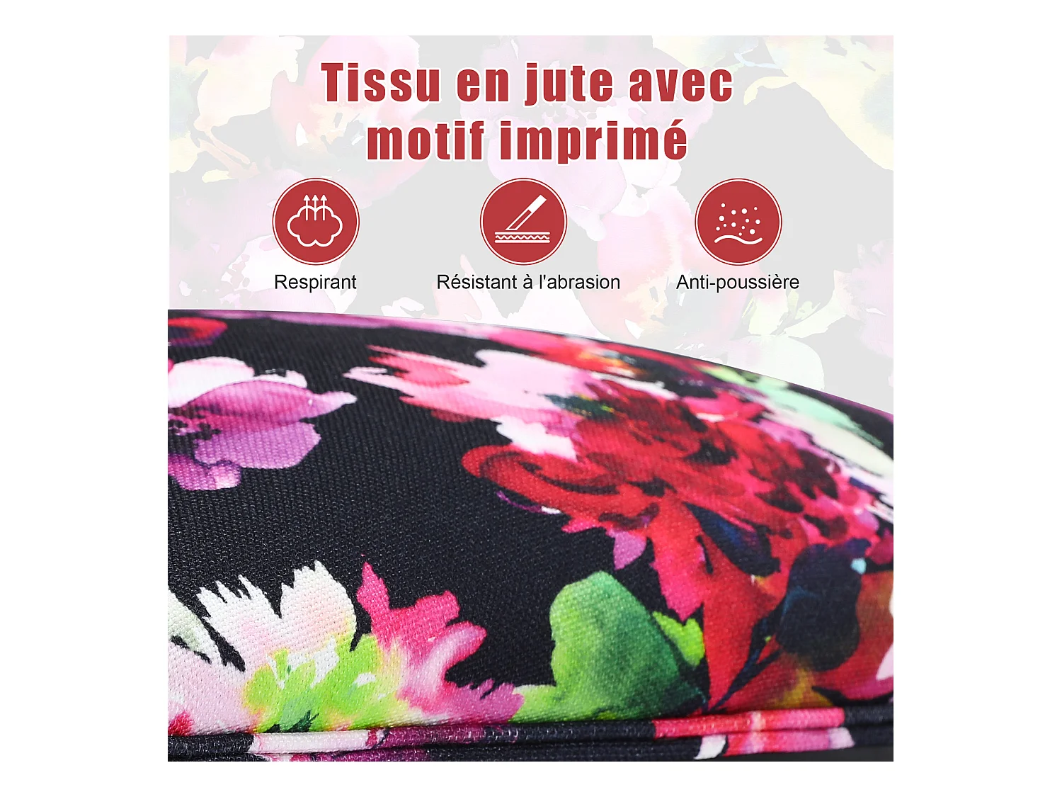 Lot de 2 chaises de salle à manger - Style Louis XVI à médaillon, en bois massif sculpté et patiné - Fond noir à fleurs rouges - Élégance rétro