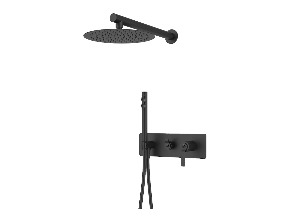 Molette colonne de douche encastrée mécanique noire mat - Essebagno