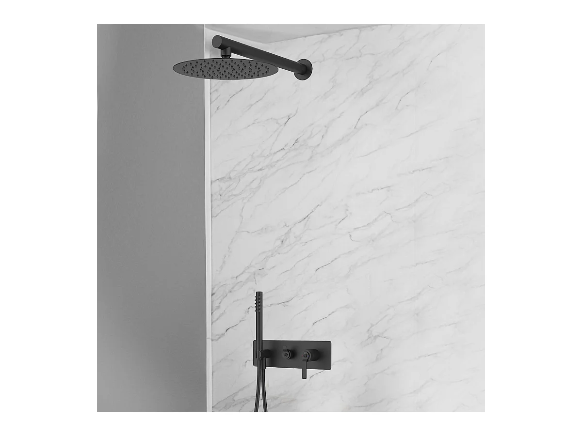 Molette colonne de douche encastrée mécanique noire mat - Essebagno